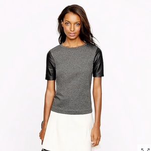 J. Crew leather sleeve top